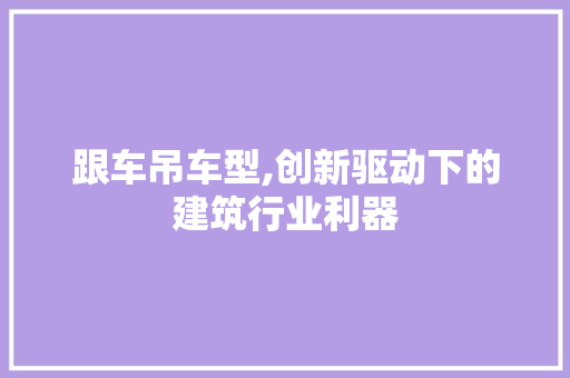 跟车吊车型,创新驱动下的建筑行业利器