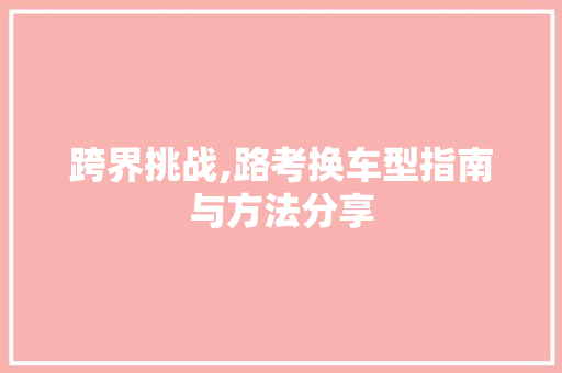 跨界挑战,路考换车型指南与方法分享