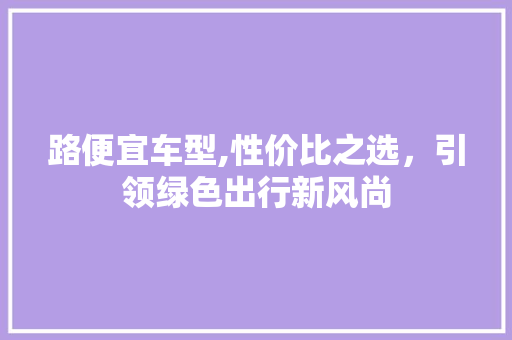 路便宜车型,性价比之选，引领绿色出行新风尚