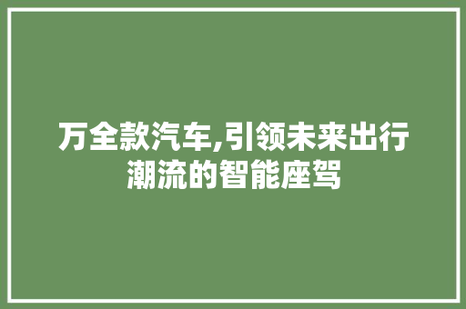 万全款汽车,引领未来出行潮流的智能座驾