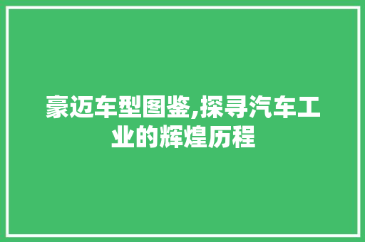 豪迈车型图鉴,探寻汽车工业的辉煌历程