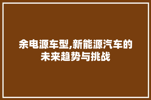 余电源车型,新能源汽车的未来趋势与挑战