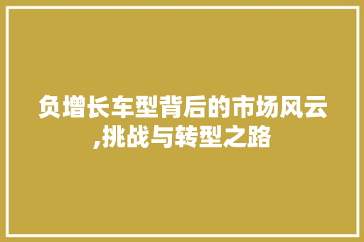 负增长车型背后的市场风云,挑战与转型之路 发动机配件