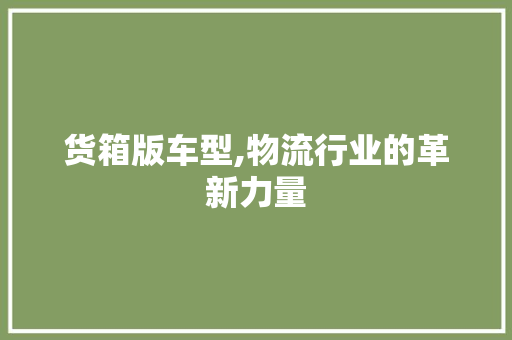 货箱版车型,物流行业的革新力量