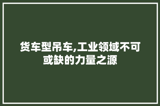 货车型吊车,工业领域不可或缺的力量之源