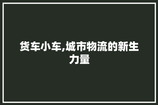 货车小车,城市物流的新生力量