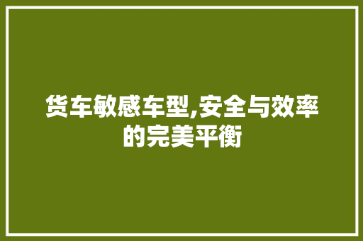 货车敏感车型,安全与效率的完美平衡