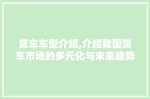 货车车型介绍,介绍我国货车市场的多元化与未来趋势