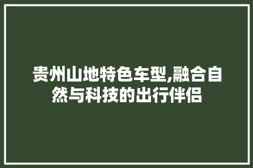 贵州山地特色车型,融合自然与科技的出行伴侣