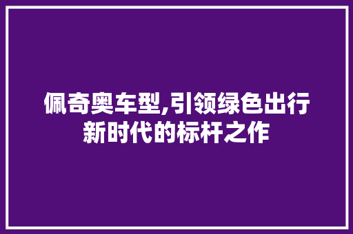 佩奇奥车型,引领绿色出行新时代的标杆之作
