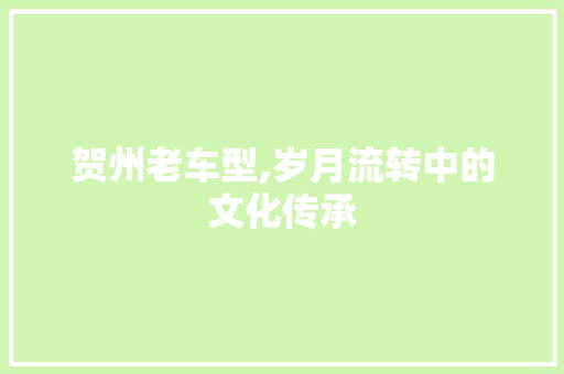 贺州老车型,岁月流转中的文化传承