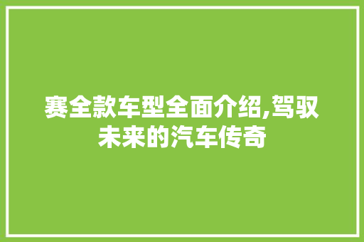 赛全款车型全面介绍,驾驭未来的汽车传奇