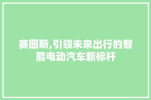 赛图斯,引领未来出行的智能电动汽车新标杆