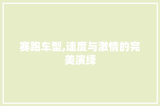 赛跑车型,速度与激情的完美演绎