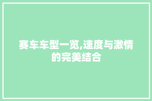 赛车车型一览,速度与激情的完美结合