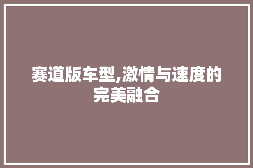赛道版车型,激情与速度的完美融合