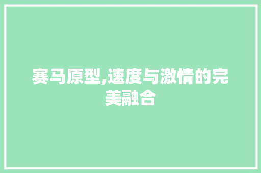 赛马原型,速度与激情的完美融合