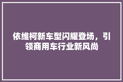 依维柯新车型闪耀登场，引领商用车行业新风尚