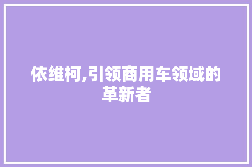 依维柯,引领商用车领域的革新者