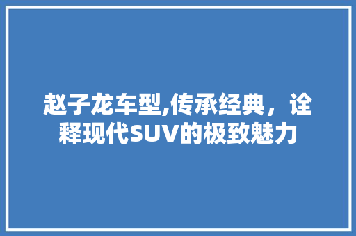 赵子龙车型,传承经典，诠释现代SUV的极致魅力