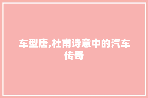 车型唐,杜甫诗意中的汽车传奇