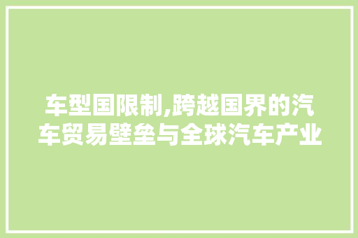 车型国限制,跨越国界的汽车贸易壁垒与全球汽车产业的未来