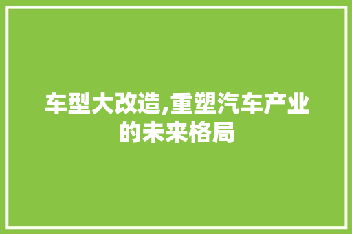 车型大改造,重塑汽车产业的未来格局