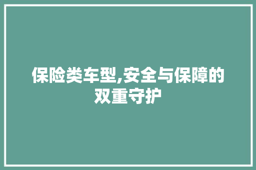 保险类车型,安全与保障的双重守护