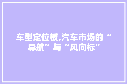 车型定位板,汽车市场的“导航”与“风向标”
