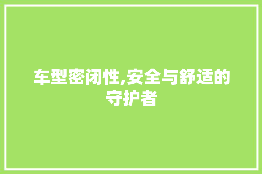 车型密闭性,安全与舒适的守护者