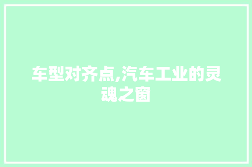 车型对齐点,汽车工业的灵魂之窗