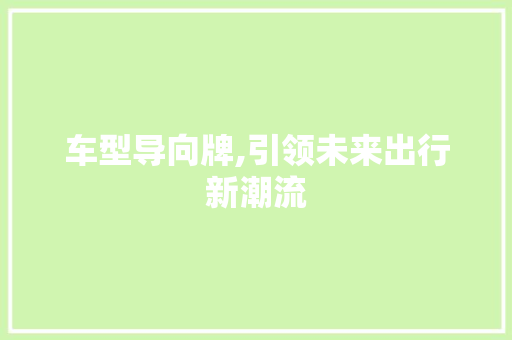 车型导向牌,引领未来出行新潮流
