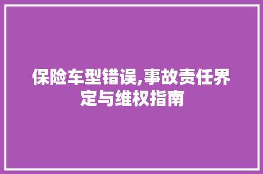 保险车型错误,事故责任界定与维权指南