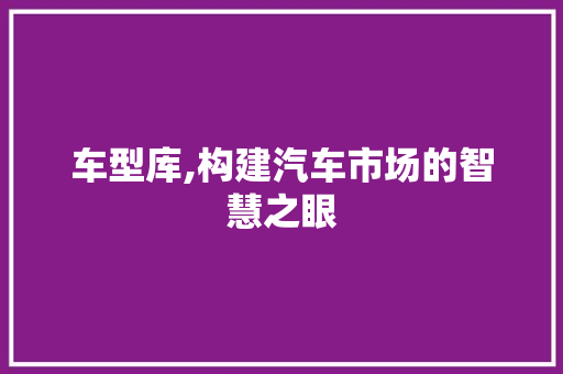 车型库,构建汽车市场的智慧之眼