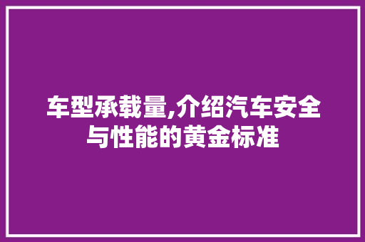 车型承载量,介绍汽车安全与性能的黄金标准
