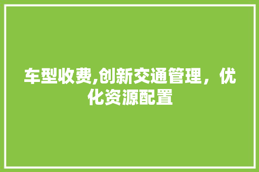 车型收费,创新交通管理，优化资源配置 汽车配件