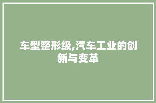 车型整形级,汽车工业的创新与变革