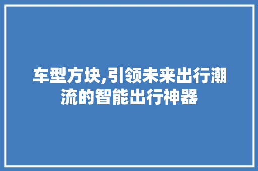 车型方块,引领未来出行潮流的智能出行神器