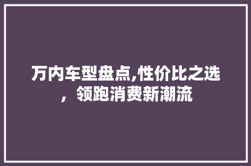 万内车型盘点,性价比之选，领跑消费新潮流