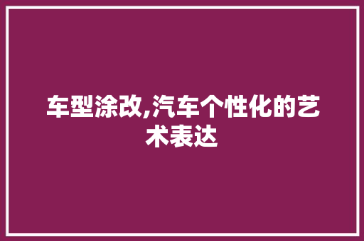 车型涂改,汽车个性化的艺术表达