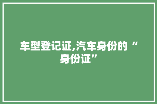 车型登记证,汽车身份的“身份证”