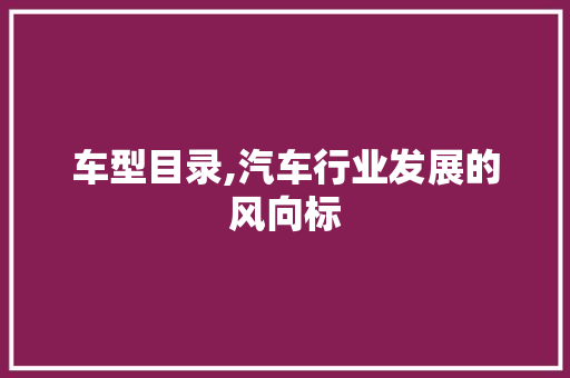 车型目录,汽车行业发展的风向标