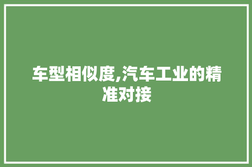车型相似度,汽车工业的精准对接
