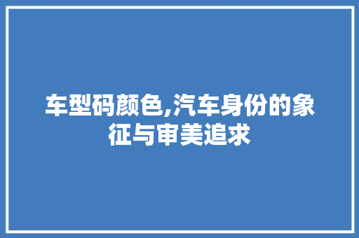 车型码颜色,汽车身份的象征与审美追求
