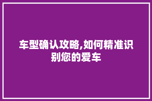 车型确认攻略,如何精准识别您的爱车