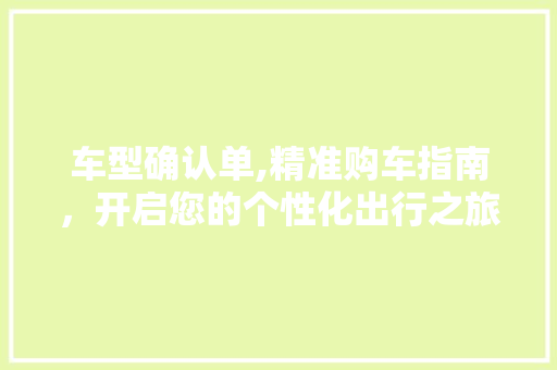 车型确认单,精准购车指南，开启您的个性化出行之旅