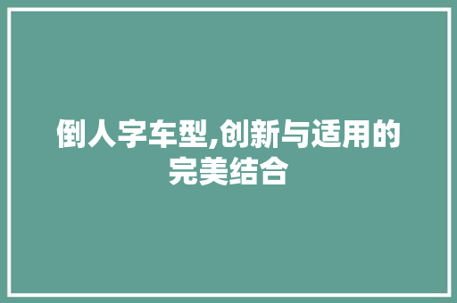 倒人字车型,创新与适用的完美结合
