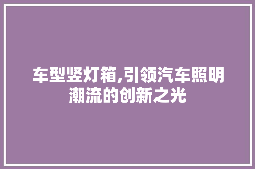 车型竖灯箱,引领汽车照明潮流的创新之光