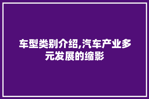 车型类别介绍,汽车产业多元发展的缩影