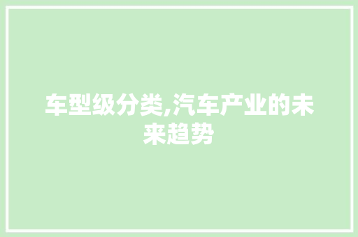 车型级分类,汽车产业的未来趋势